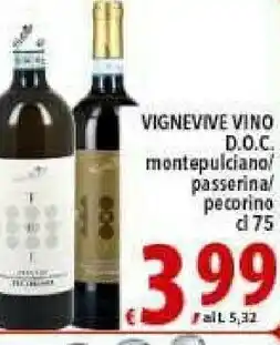 Gros Vignevive Vino Doc Montepulciano/ Passerina/ Pecorino 75 Cl offerta