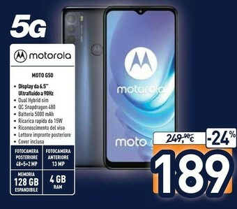 Unieuro Motorola Moto G50 5G 6.5" 4 GB 128 GB offerta