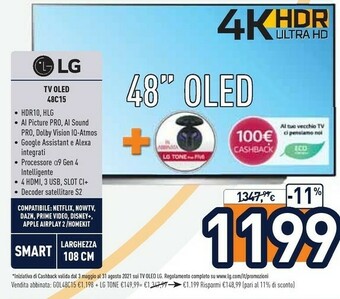 Unieuro LG TV OLED 48C15 48" offerta