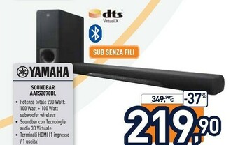 Unieuro Yamaha ATS-2070 Altoparlante Soundbar 200 W Nero offerta