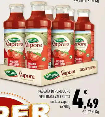 Conad Passata Di Pomodoro Vellutata Valfrutta cotta a vapore 6 x 700 g offerta