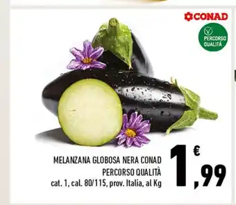 Conad Conad Melanzana Globosa Nera Percorso Qualità cat. 1 cal. 80/115, prov. Italia, al Kg offerta