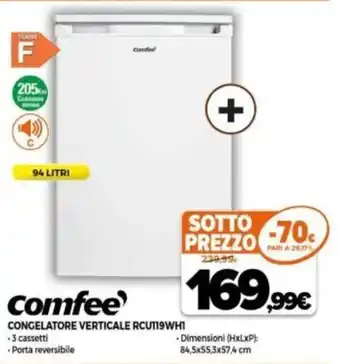 Expert Comfee' Congelatore Verticale RCU119WH1 offerta