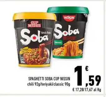 Conad Cup Nissin Spaghetti Soba chili 92 g/teriyaki classic 90 g offerta