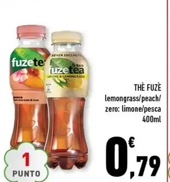 Conad Thè Fuzè lemongrass/peach/zero: limone/pesca 400 ml offerta