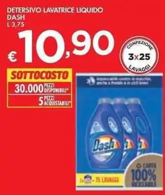 Bennet Dash Detersivo Lavatrice Liquido 3,75 l offerta
