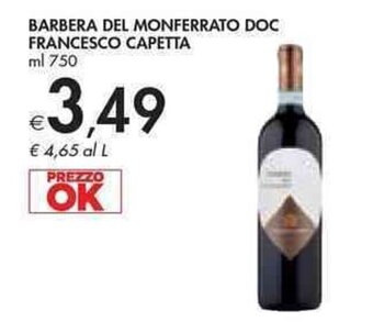 Bennet Barbera Del Monferrato DOC Francesco Capetta ml 750 offerta