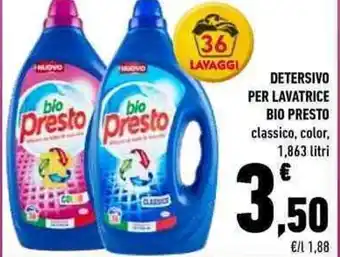Conad Bio Presto Detersivo Per Lavatrice classico,color, 1,863 litri offerta