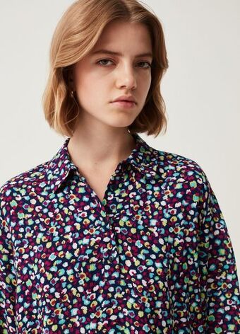 Blusa in viscosa con maniche a tre quarti