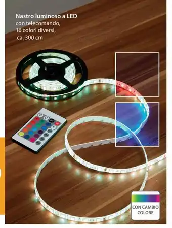 Nastro luminoso a Led con telecomando, 16 colori diversi, ca. 300 cm