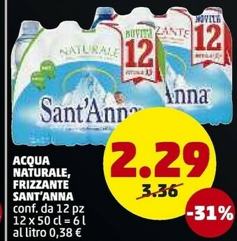 PENNY Sant'anna Acqua Minerale Naturale Frizzante 500 G(ml) offerta