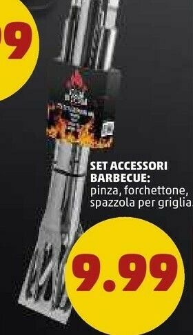 PENNY Set Accessori Barbecue Pinza, Forchettone, Spazzola Per Griglia offerta