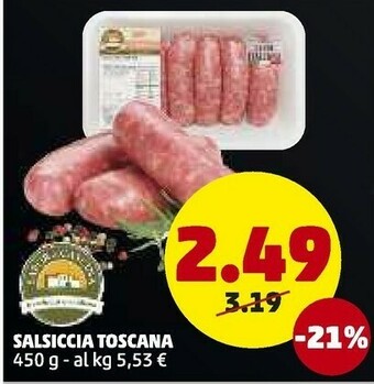PENNY Salsiccia Toscana 450 G offerta