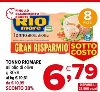 Iperal Rio Mare Tonno all'olio di oliva 80g x 8 offerta