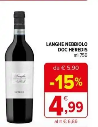 Iperal Doc Heredis Langhe Nebbiolo 750 ml offerta