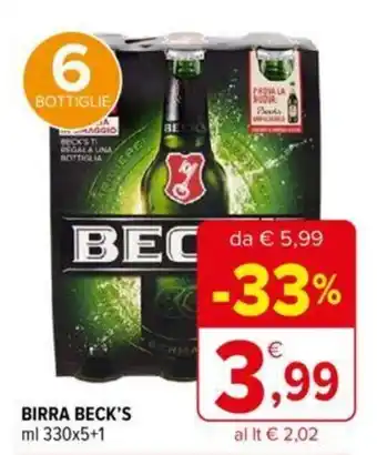 Iperal Birra Beck's 330ml x 5+1 offerta