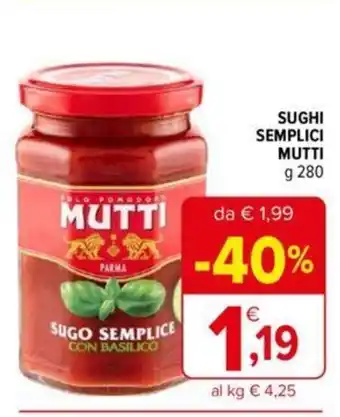 Iperal Mutti Sughi Semplici 280 g offerta