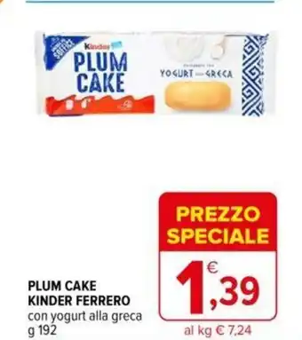 Iperal Plum Cake Kinder Ferrero con yogurt alla greca 192 g offerta