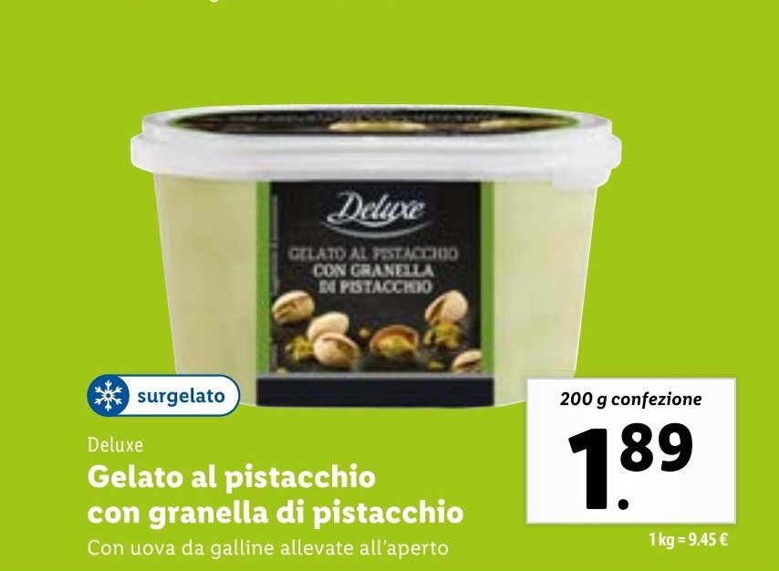 Deluxe Gelato alpistacchio con granella di pistacchio 200 g confezione