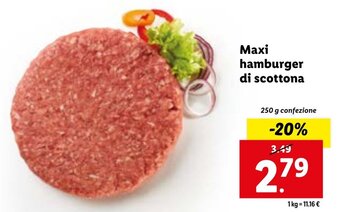 Lidl Maxi hamburger di scottona 250 g confezione offerta
