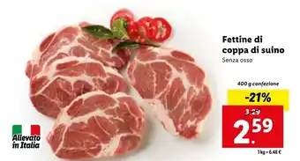 Lidl Fettine di coppa di suino Senza osso 400 g confezione offerta