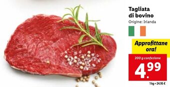Lidl Tagliata di bovino 200 g confezione offerta