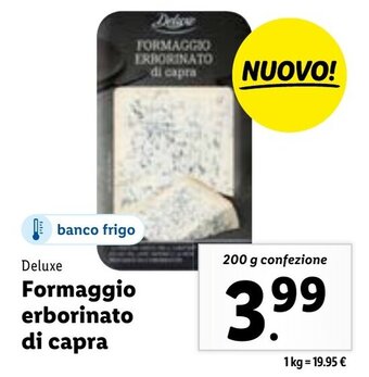 Lidl Deluxe Formaggio Erborinato di Capra 200 g confezione offerta