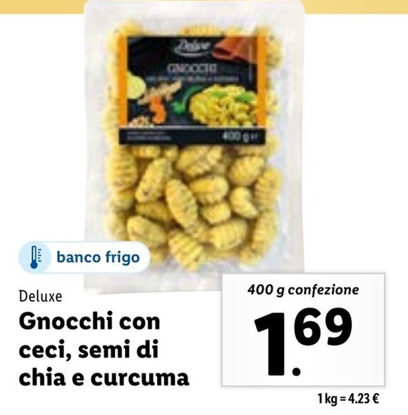 Deluxe Gnocchi Con Ceci, Semi di Chia e Curcuma 400 g confezione offerta di Lidl