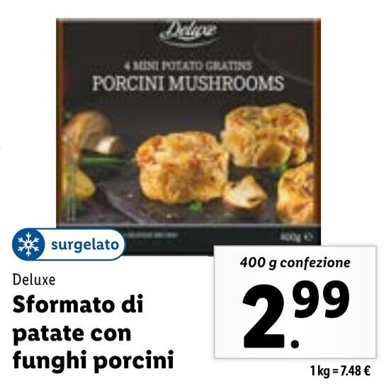 Deluxe Sformato di Patate Con Funghi Porcini 400 g confezione offerta