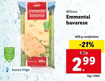 Lidl Milbona Emmental Bavarese 400 g confezione offerta