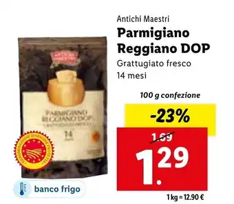 Lidl Antichi Maestri Parmigiano Reggiano DOP Grattugiato Fresco 14 Mesi offerta