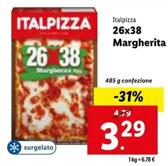 Lidl Italpizza 26x38 Margherita 485 g confezione offerta