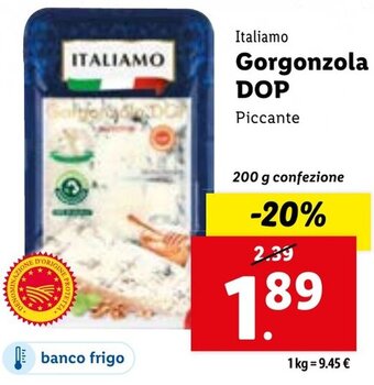 Lidl Italiamo Gorgonzola DOP Piccante 200 g confezione offerta