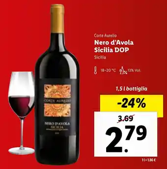 Lidl Corte Aurelio Nero d'Avola Sicilia DOP Sicilia 1,5 l bottiglia offerta