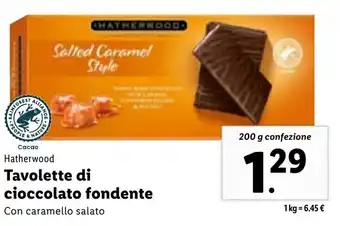 Lidl Hatherwood Tavolette di Cioccolato Fondente Con Caramello Salato 200 g confezione offerta