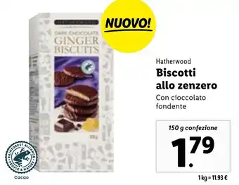Lidl Hatherwood Biscotti Allo Zenzero Con Cioccolato Fondente 150 g confezione offerta