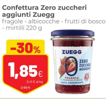 Coop Zuegg Confettura Zero zuccheri aggiunti fragole - albicocche - frutti di bosco - mirtilli 220 g offerta