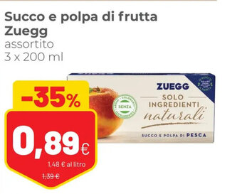 Coop Zuegg Succo e polpa di frutta assortito 3 x 200 ml offerta