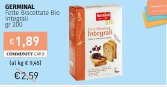 Prezzemolo e Vitale Germinal Fette Biscottate Bio Integrali gr 200 offerta