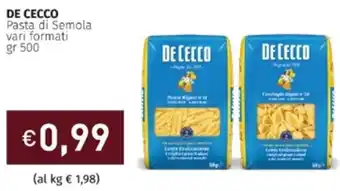Prezzemolo e Vitale De Cecco Pasta di Semola vari formati gr 500 offerta