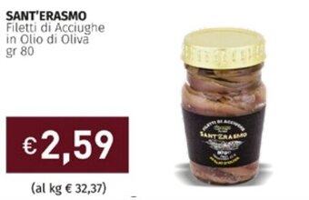 Prezzemolo e Vitale Sant'Erasmo Filetti di Acciughe in Olio di Oliva gr 80 offerta