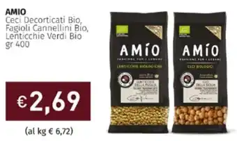 Prezzemolo e Vitale Amio Ceci Decorticati Bio, Fagioli Cannellini Bio, Lenticchie Verdi Bio gr 400 offerta