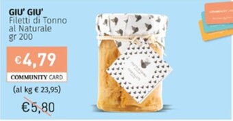 Prezzemolo e Vitale Giu' Giu' Filetti di Tonno al Naturale gr 200 offerta