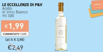Prezzemolo e Vitale Le Eccellenze di P&V Aceto di Vino Bianco ml 500 offerta