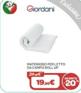 Bimbo Store Giordani Materasso Per Letto Da Campo Roll Up offerta