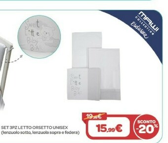 Bimbo Store Set 3Pz Letto Orsetto Unisex offerta