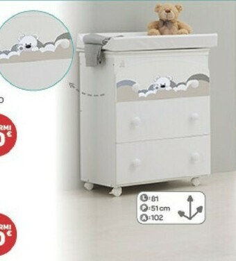 Bimbo Store Bagnetto/Cassettiera Baby Dream Bianco offerta
