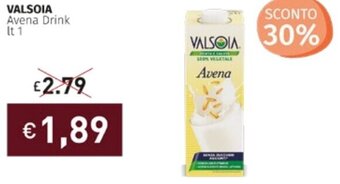 Prezzemolo e Vitale Valsoia Avena Drink lt 1 offerta