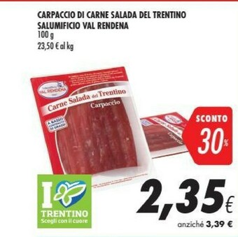 Coop Salumificio Val Rendena - Carpaccio Di Carne Salada Del Trentino 100 G(ml) offerta