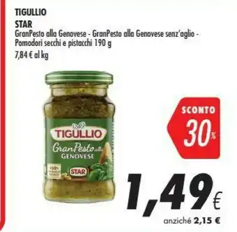 Coop Tigullio Gran Pesto Pomodori Secchi E Pistacchi 190 G(ml) offerta